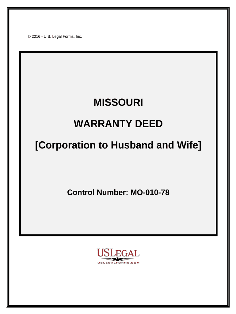 Warranty Deed from Corporation to Husband and Wife Missouri  Form
