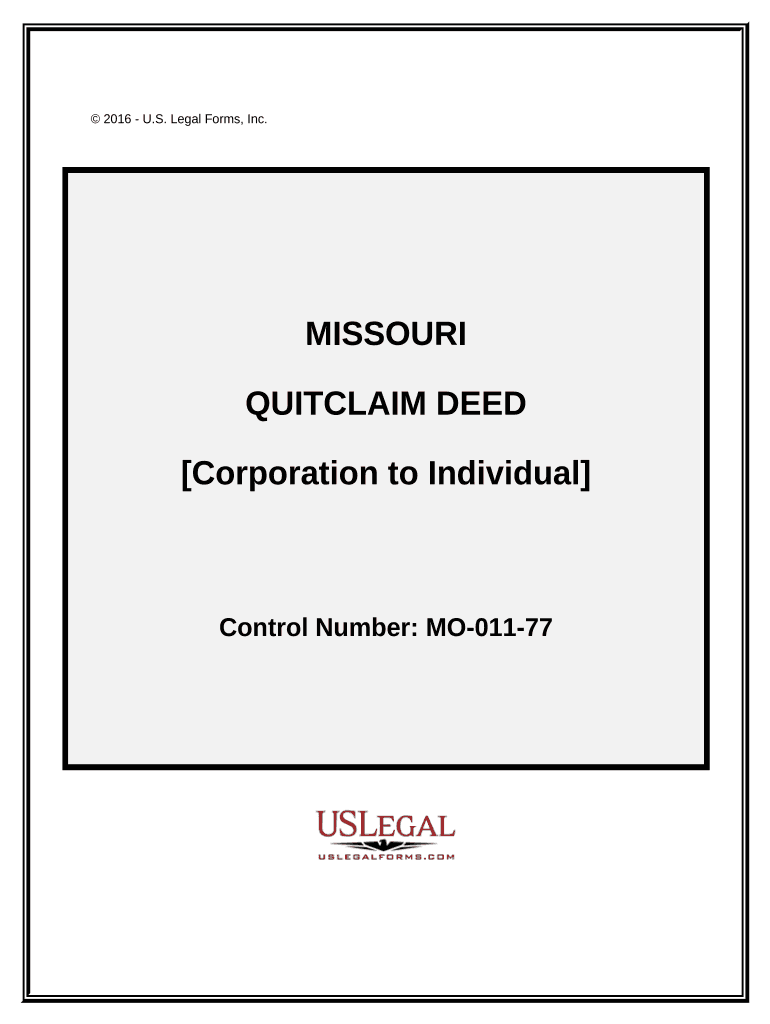 Quitclaim Deed from Corporation to Individual Missouri  Form