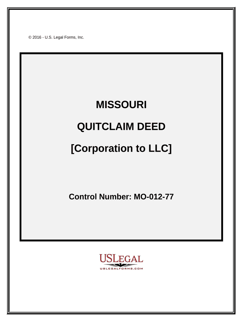 Quitclaim Deed from Corporation to LLC Missouri  Form
