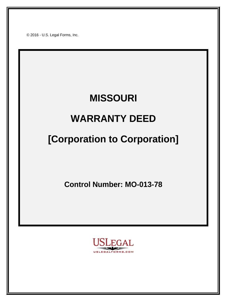 Warranty Deed from Corporation to Corporation Missouri  Form
