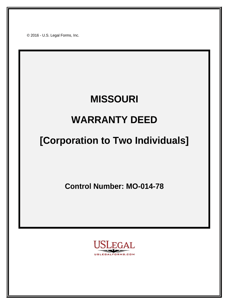 Warranty Deed from Corporation to Two Individuals Missouri  Form