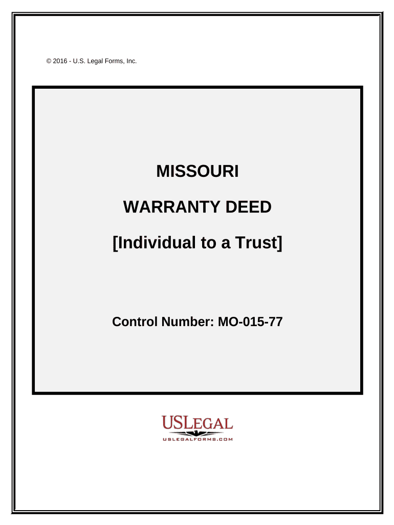Warranty Deed from Individual to a Trust Missouri  Form