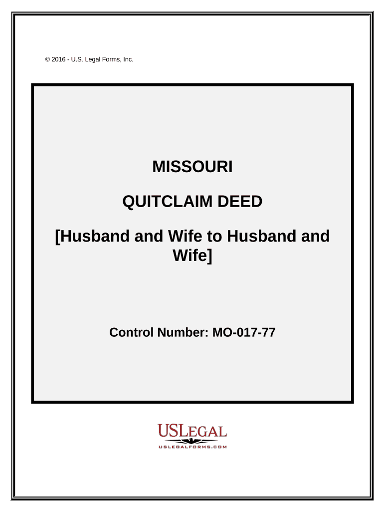 Quitclaim Deed from Husband and Wife to Husband and Wife Missouri  Form