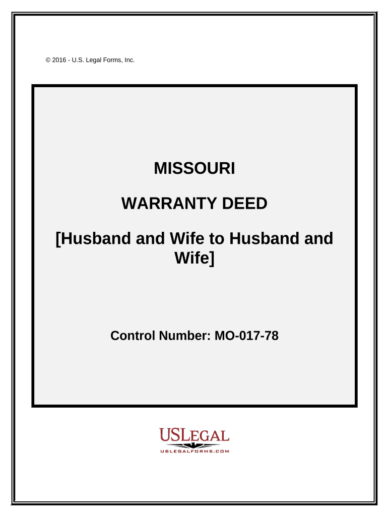 Warranty Deed from Husband and Wife to Husband and Wife Missouri  Form