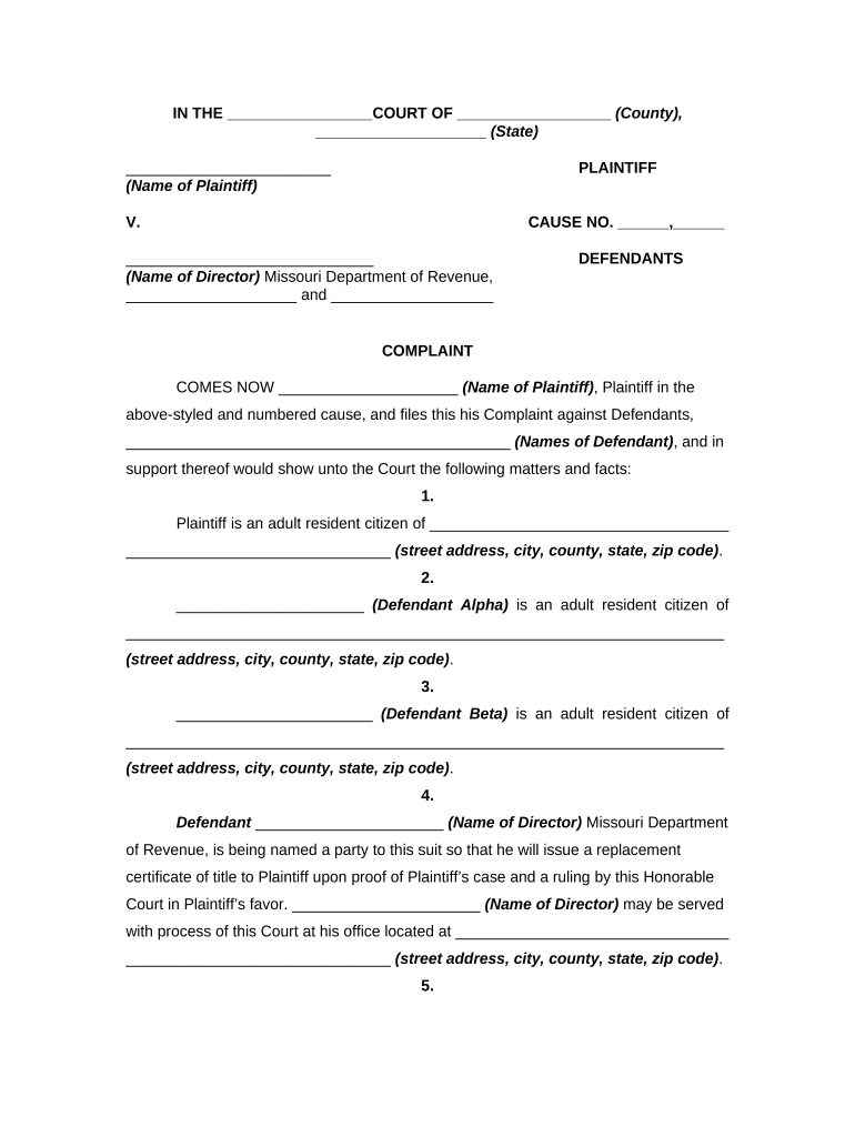 Missouri Declaratory Judgment  Form