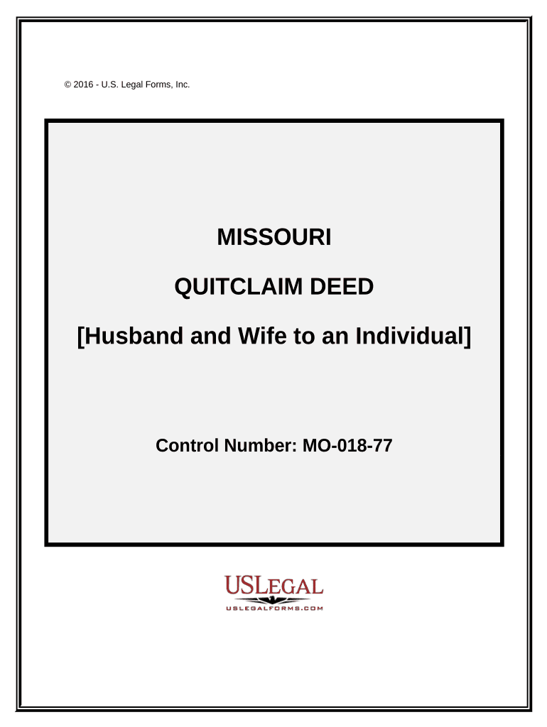 Quitclaim Deed from Husband and Wife to an Individual Missouri  Form