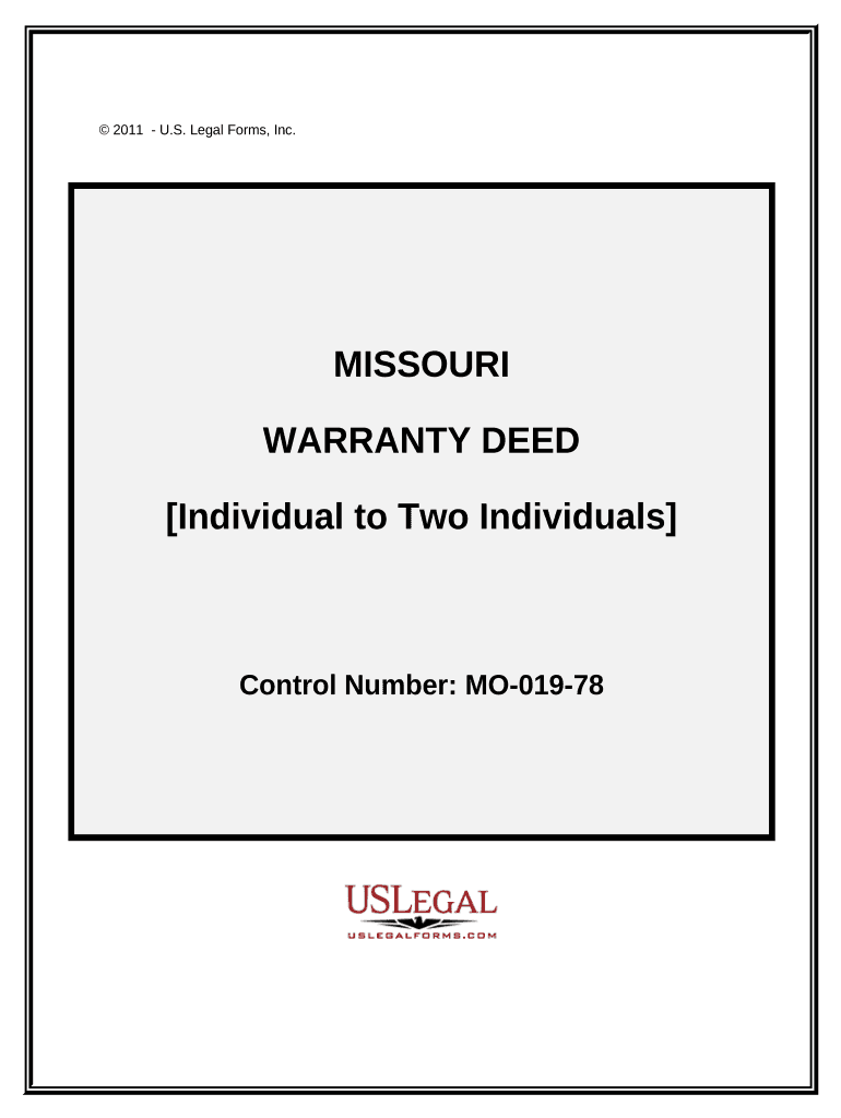 Warranty Deed One Individual to Two Individuals Missouri  Form