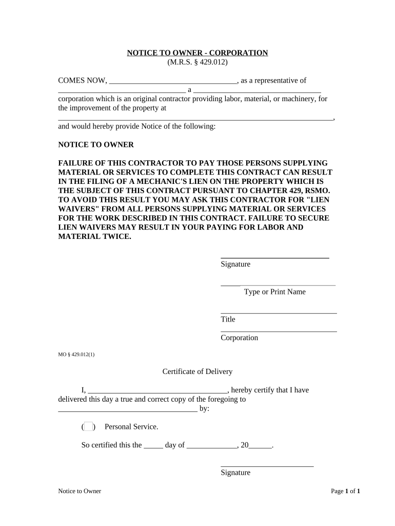Missouri Notice  Form