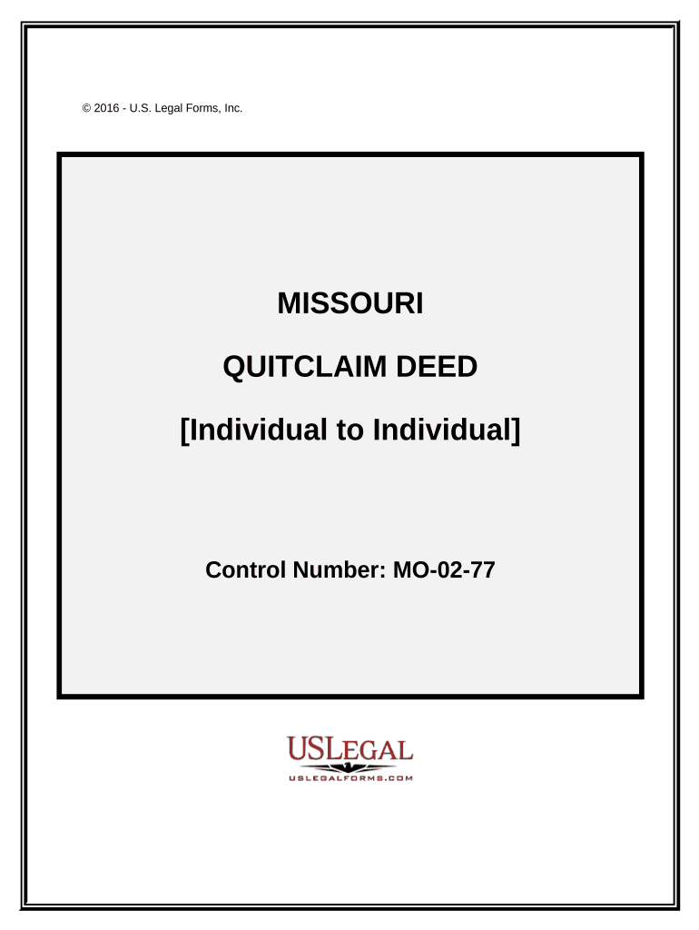 Quitclaim Deed from Individual to Individual Missouri  Form