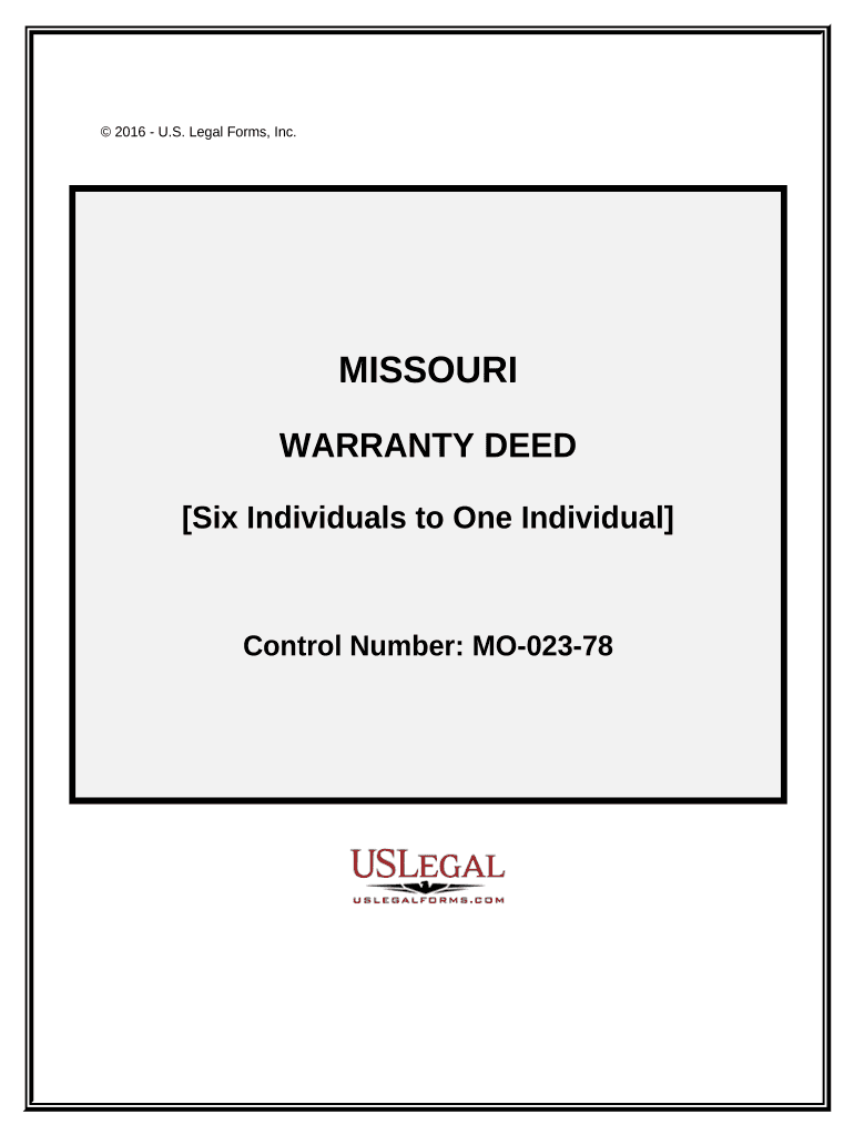 Warranty Deed from Six Grantors to One Grantee Missouri  Form