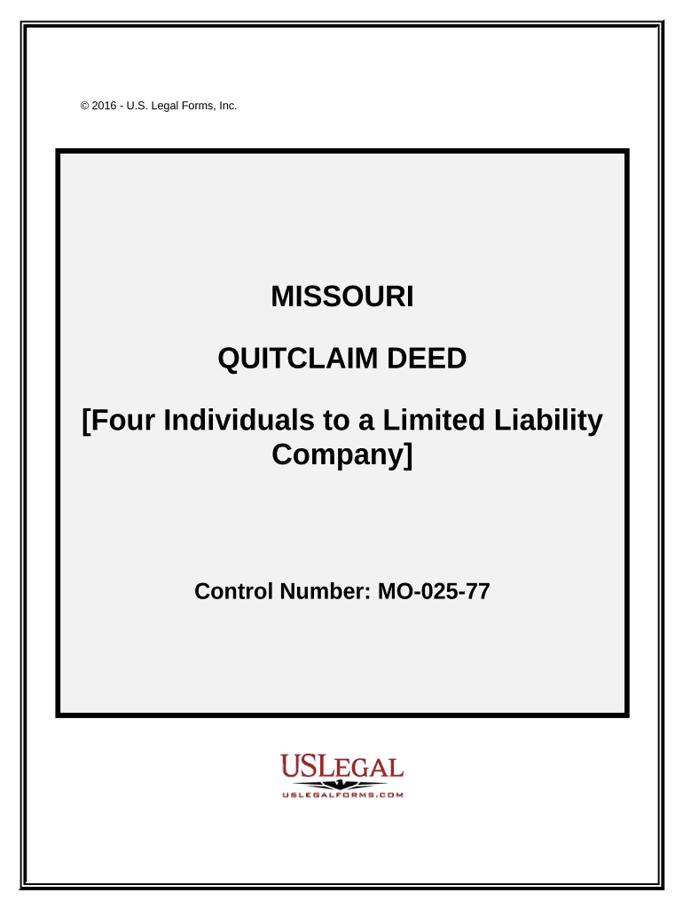 Quitclaim Deed Four Individuals to a Limited Liability Company Missouri  Form