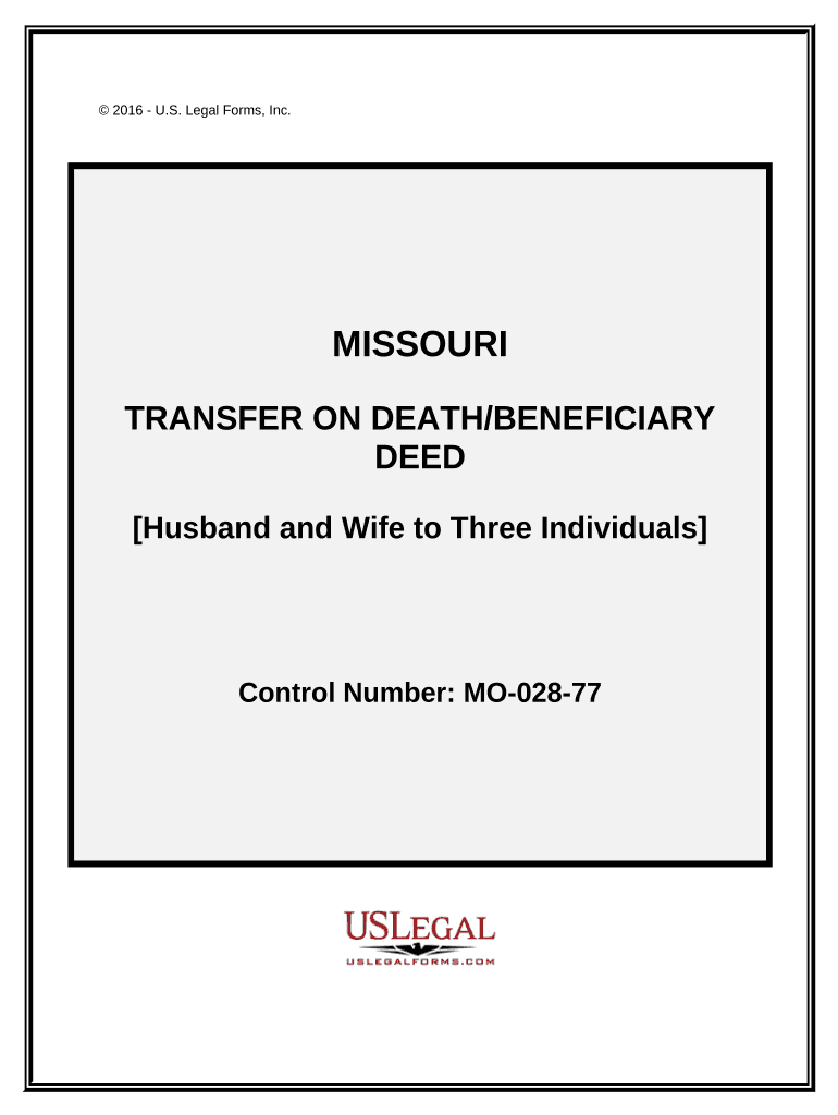 Transfer on Death Deed or TOD Beneficiary Deed for Husband and Wife to Three Individuals Missouri  Form