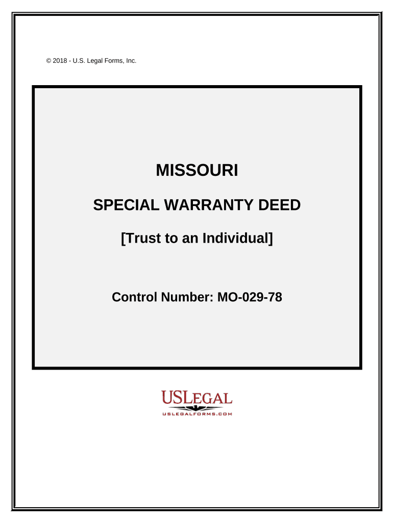 Special Warranty Deed from a Trust to an Individual Missouri  Form