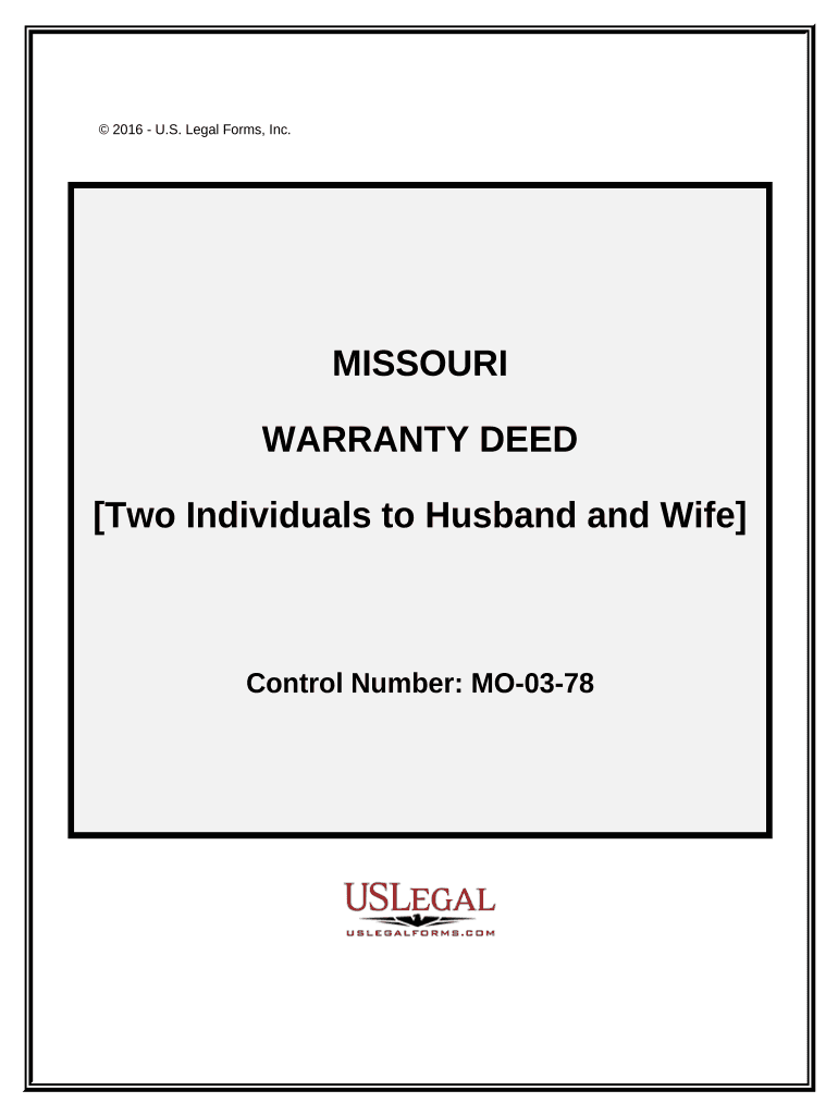 Warranty Deed from Two Individuals to Husband and Wife Missouri  Form