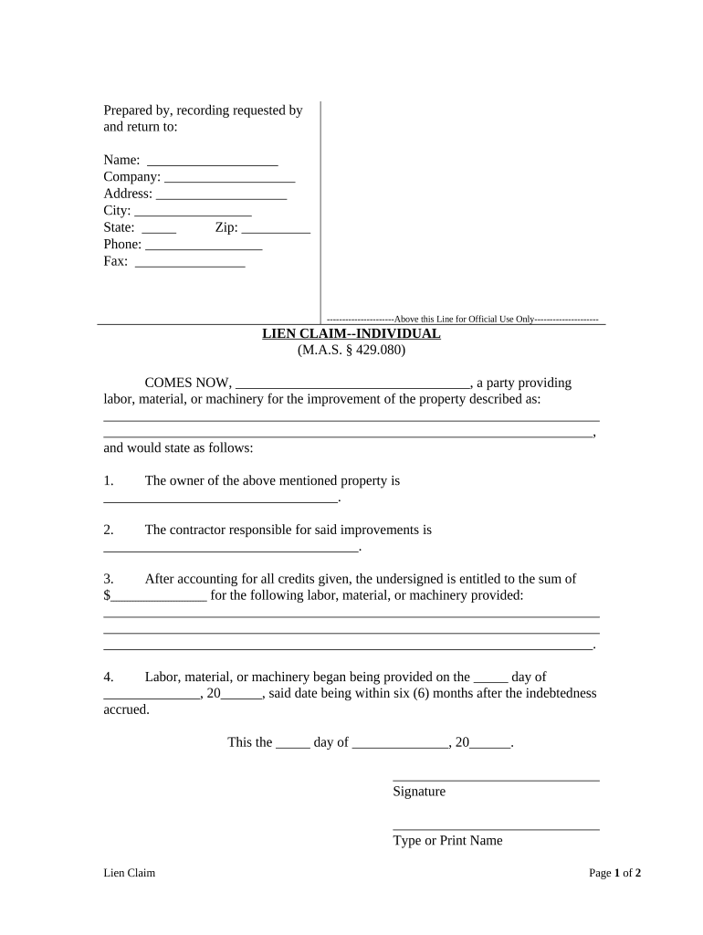 Missouri Lien  Form