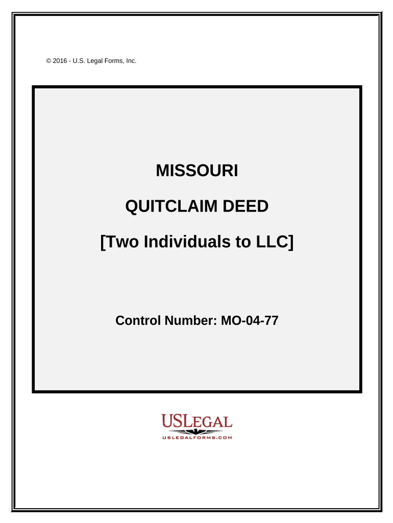 Quitclaim Deed by Two Individuals to LLC Missouri  Form