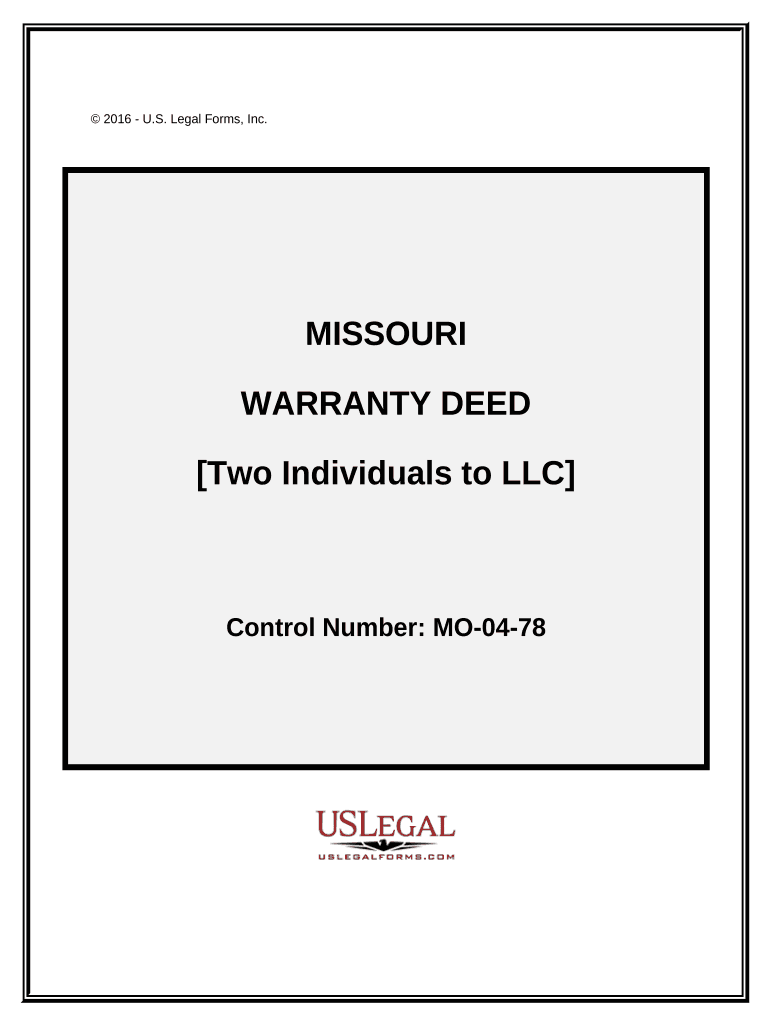 Warranty Deed from Two Individuals to LLC Missouri  Form