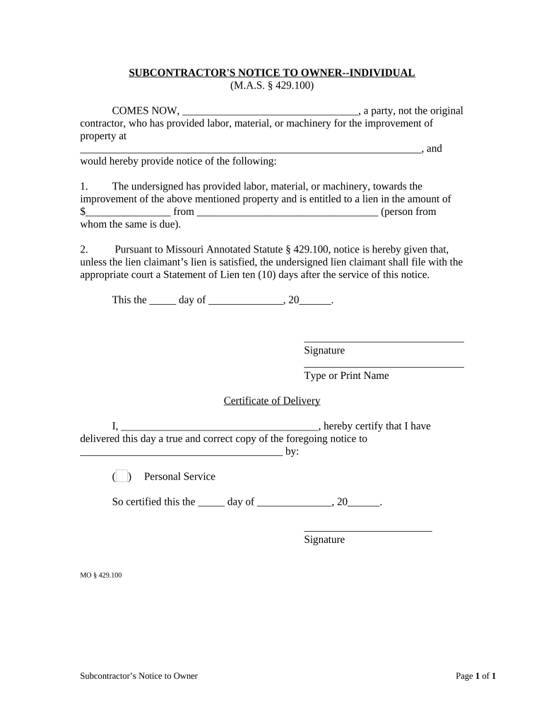 Missouri Notice Form