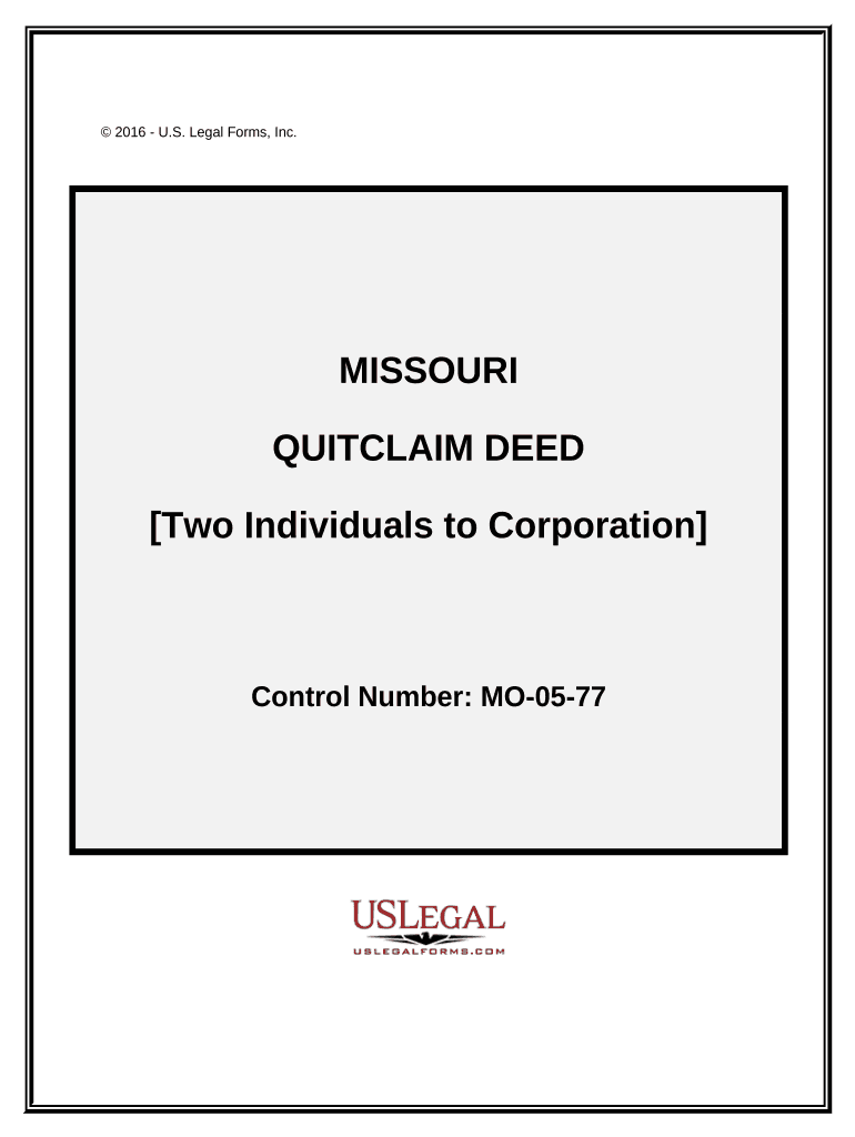Quitclaim Deed by Two Individuals to Corporation Missouri  Form