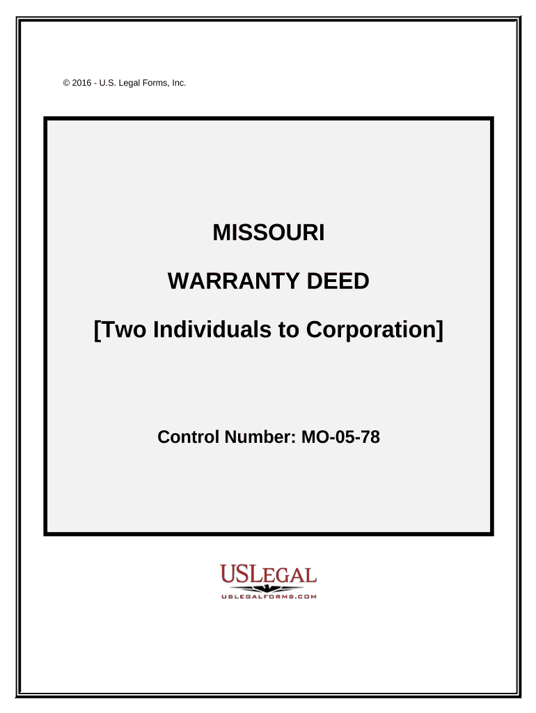 Warranty Deed from Two Individuals to Corporation Missouri  Form