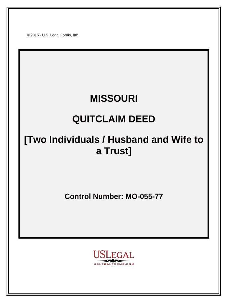Quitclaim Deed from Two Individuals, or Husband and Wife, to a Trust Missouri  Form