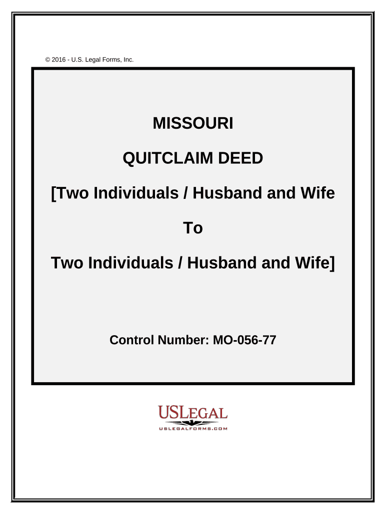 Quitclaim Deed from Two Individuals Husband and Wife to Two Individuals Husband and Wife Missouri  Form