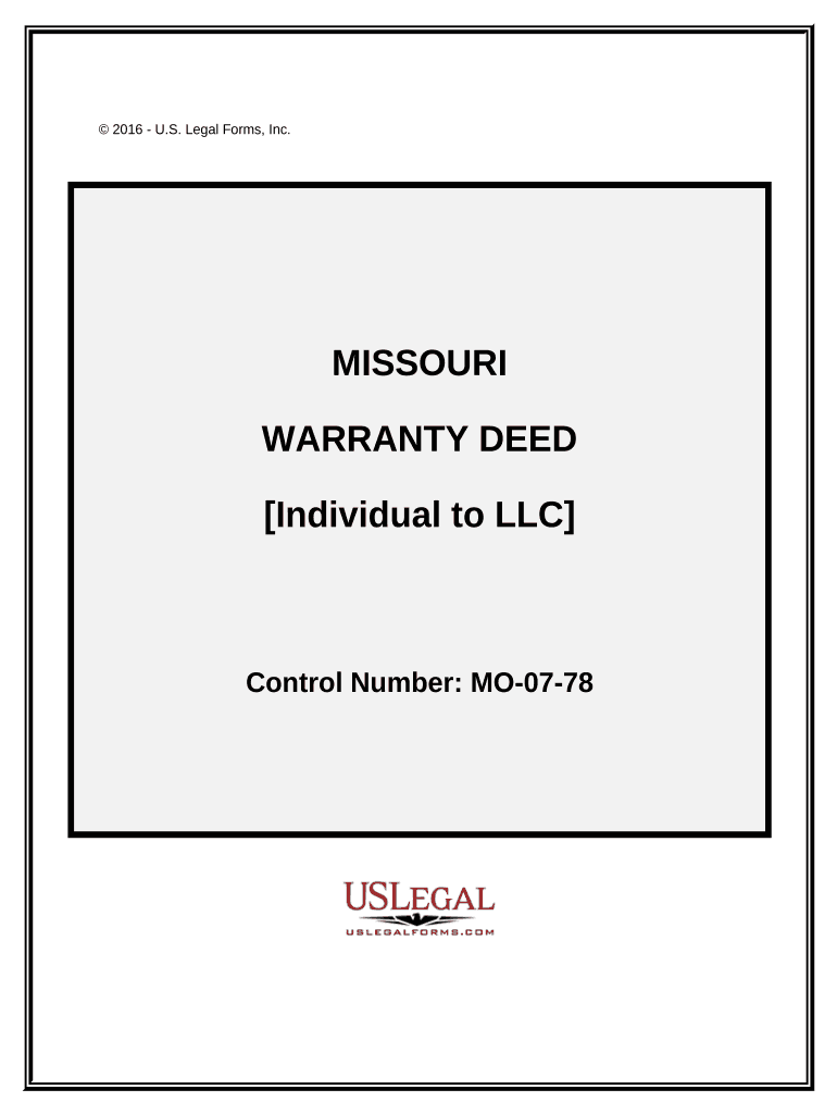Warranty Deed from Individual to LLC Missouri  Form