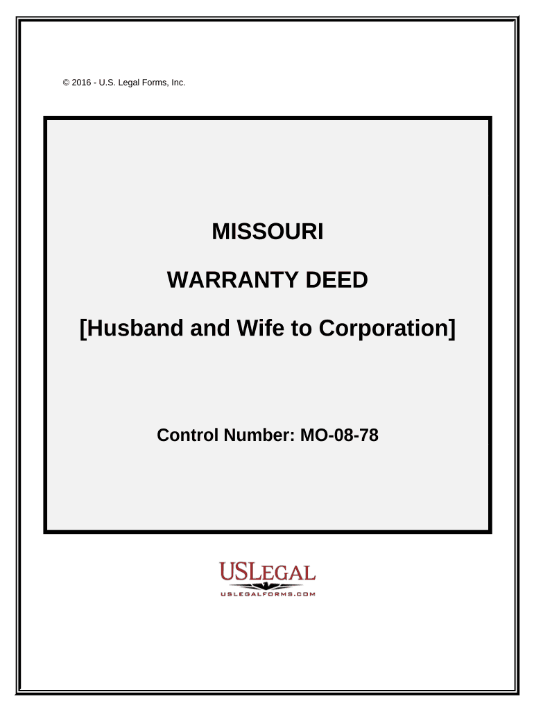 Warranty Deed from Husband and Wife to Corporation Missouri  Form