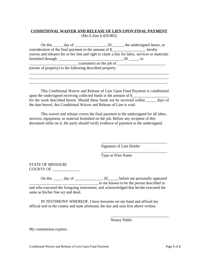 Missouri Lien  Form