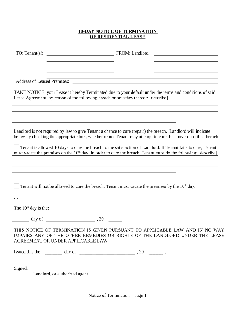 Missouri 10 Day  Form