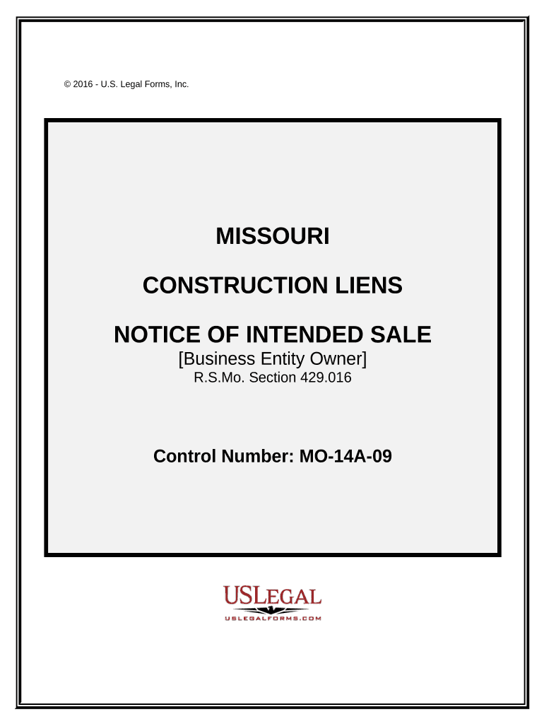 Missouri Notice Intended Sale  Form