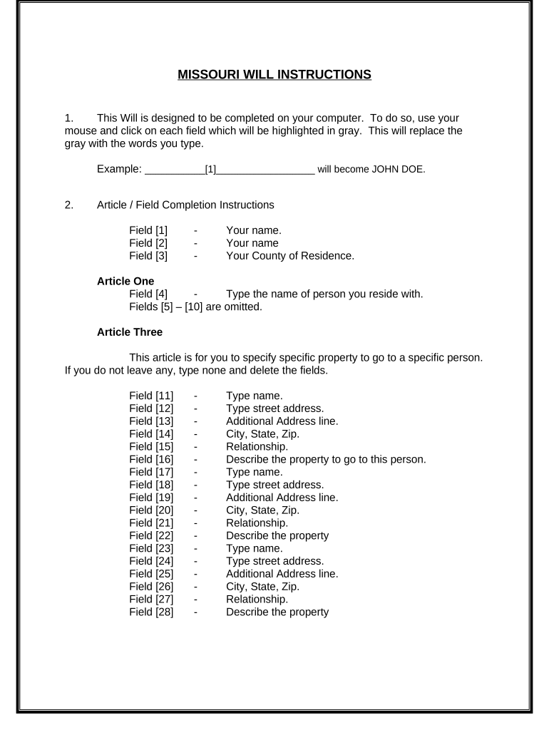 Mutual Wills Containing Last Will and Testaments for Unmarried Persons Living Together with No Children Missouri  Form