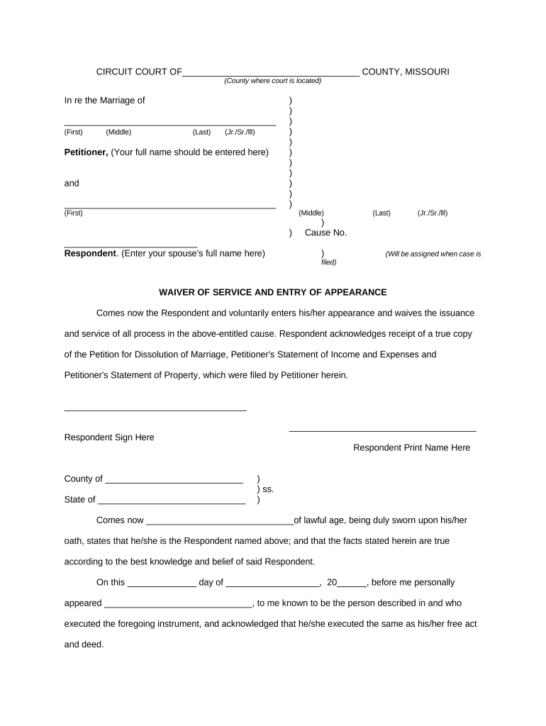 Missouri Waiver  Form