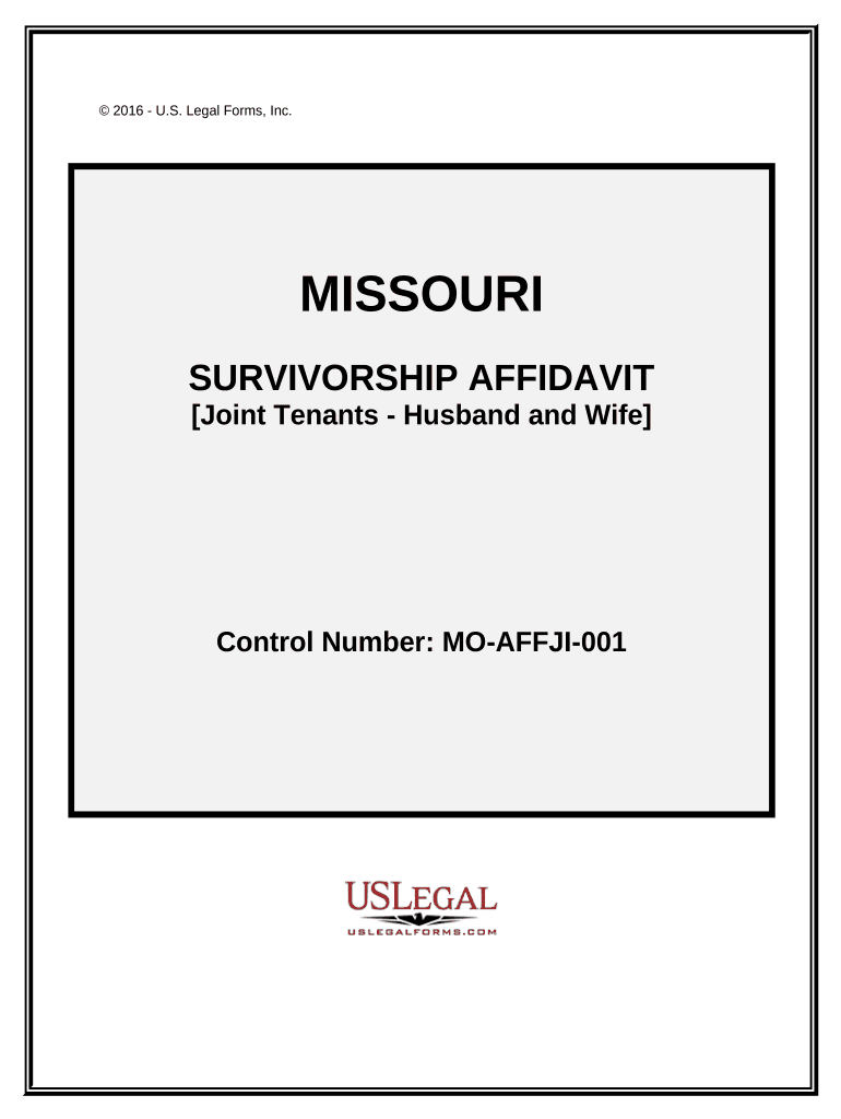 Survivorship Affidavit Joint Tenants Husband and Wife Missouri  Form