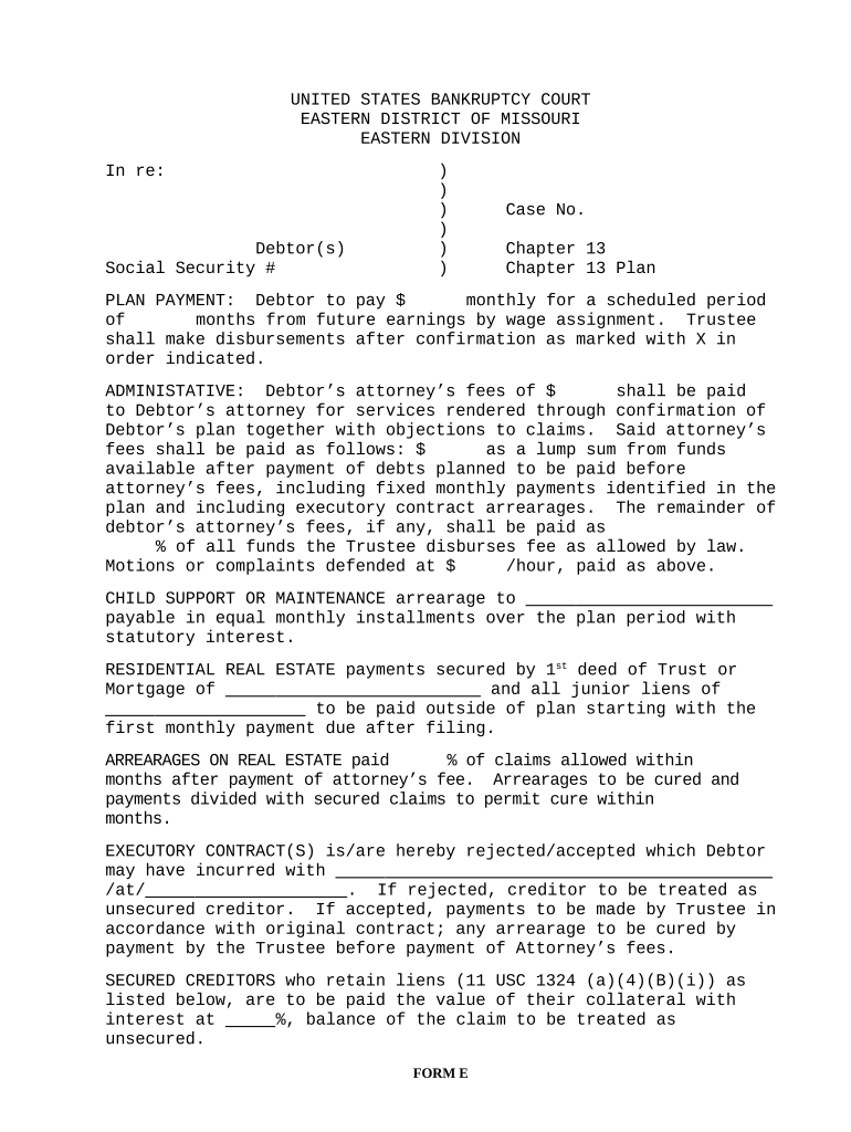 Mo Plan Form