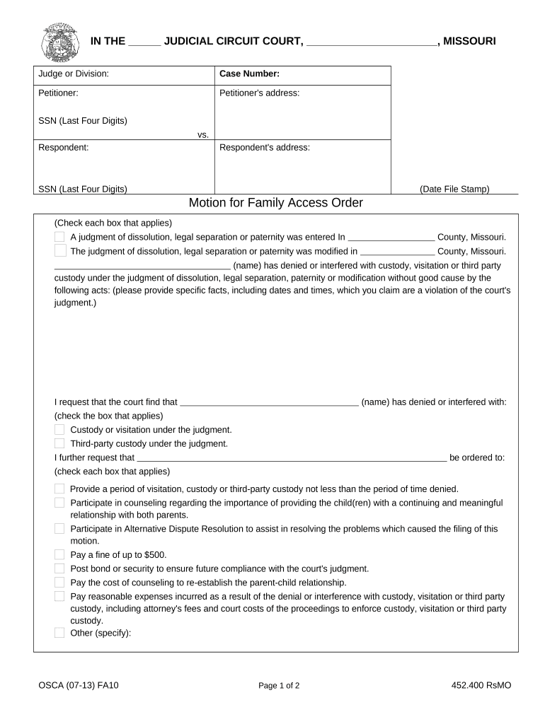 Motion Family Access Form
