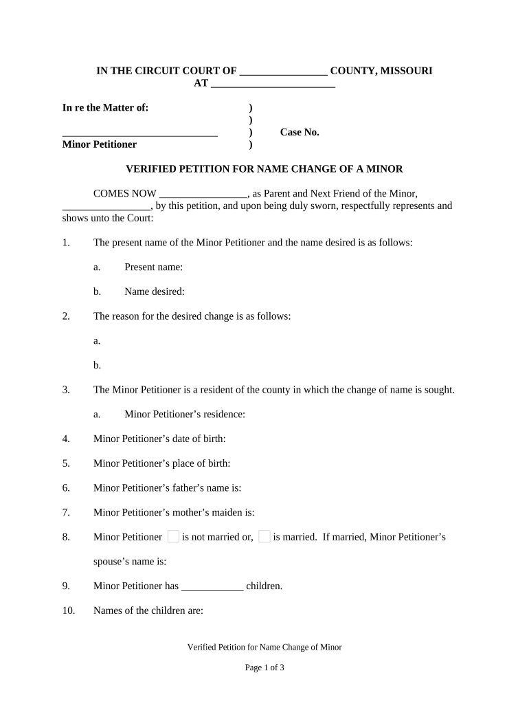 Missouri Change  Form