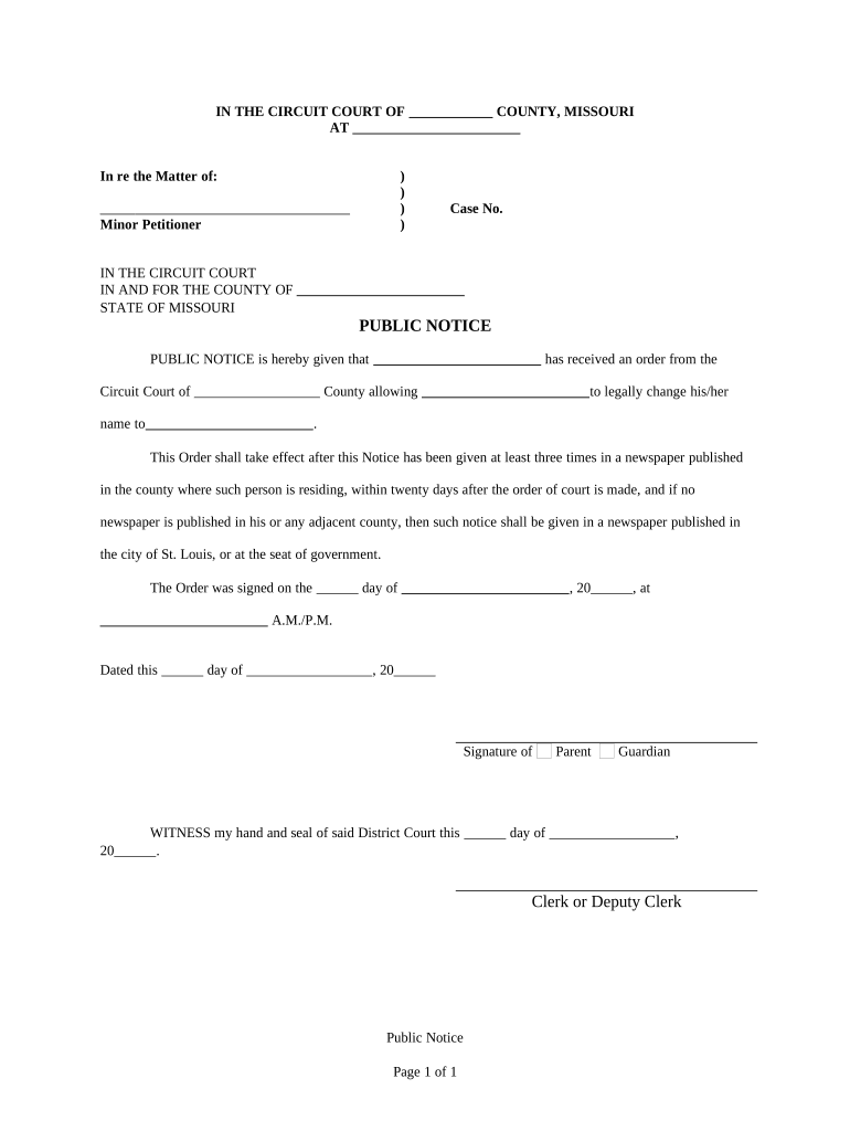 Missouri Name Change  Form