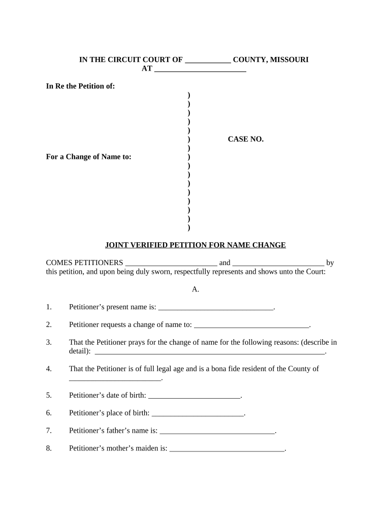 Missouri Name Change  Form