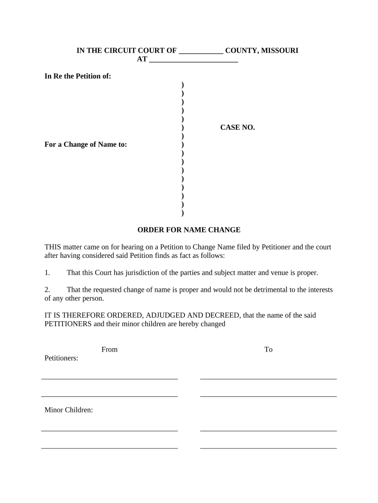 Missouri Name Change Online  Form