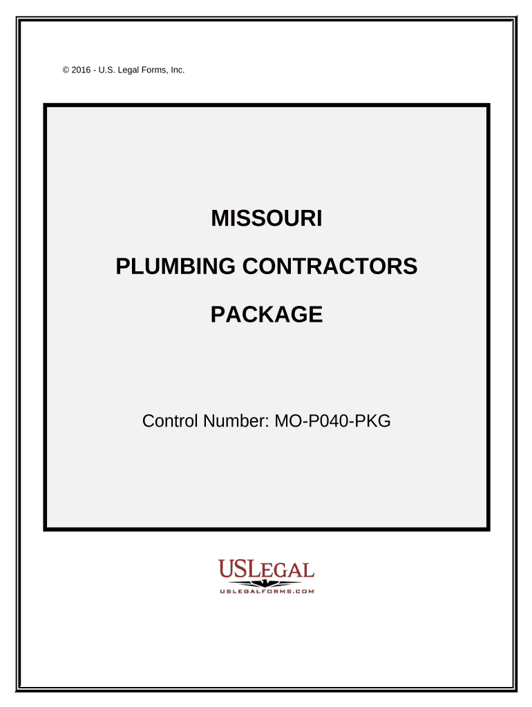 Plumbing Contractor Package Missouri  Form