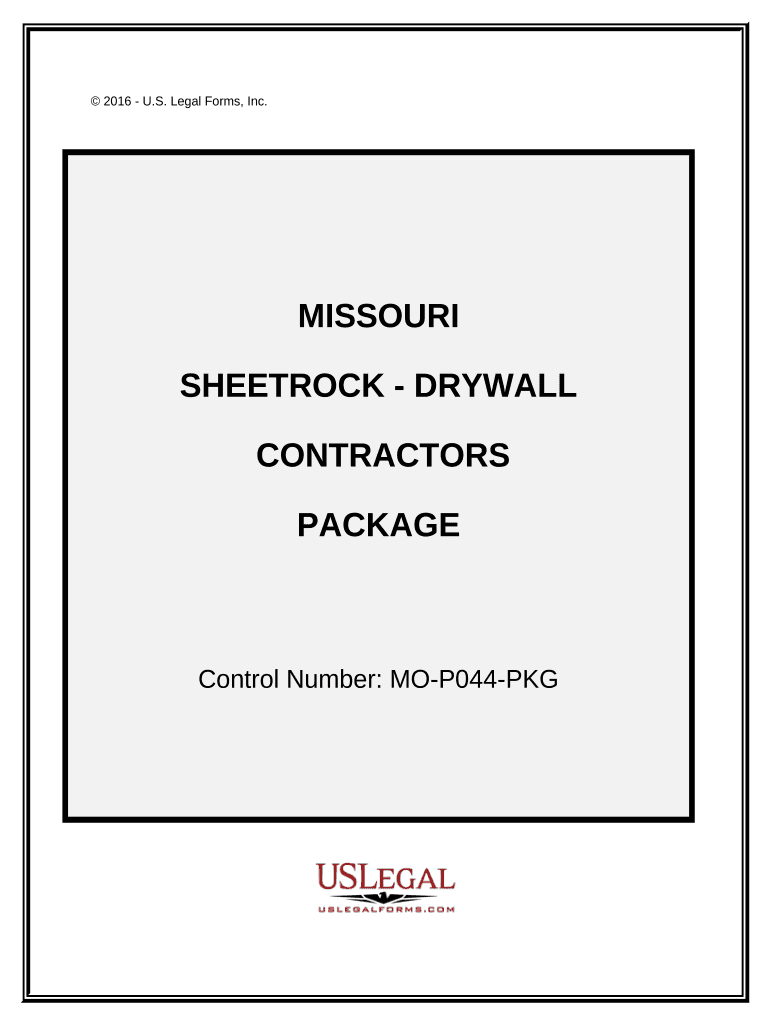 Sheetrock Drywall Contractor Package Missouri  Form