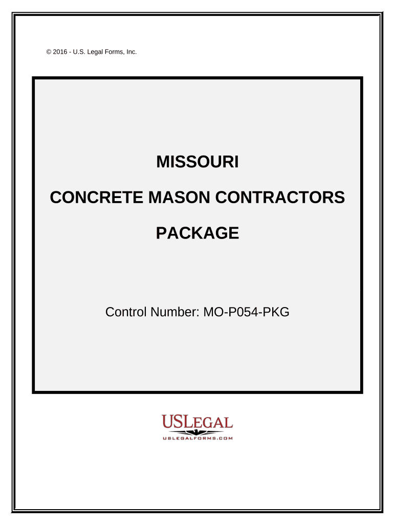 Concrete Mason Contractor Package Missouri  Form