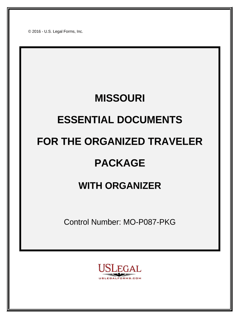 Essential Documents for the Organized Traveler Package with Personal Organizer Missouri  Form