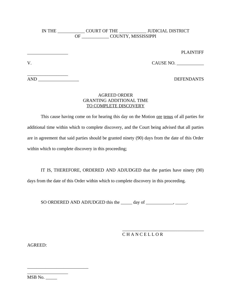 Agreed Order Court  Form