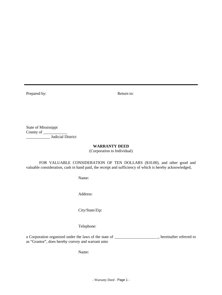 Ms Warranty Deed  Form