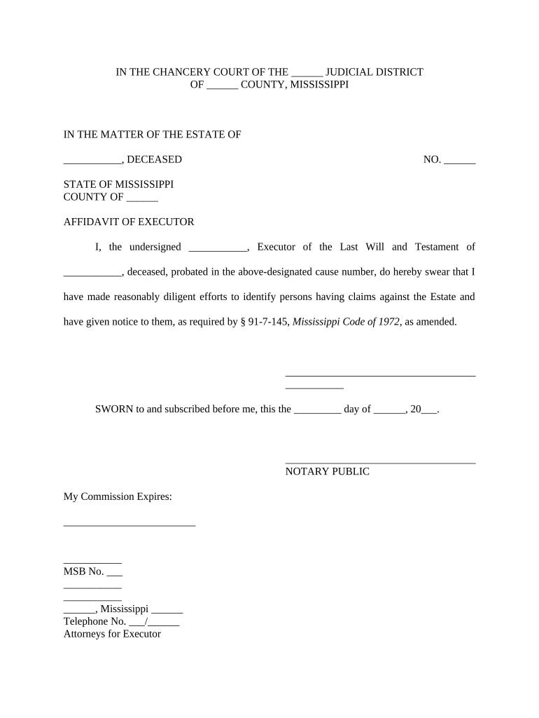 Mississippi Affidavit  Form
