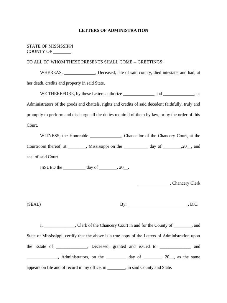 Letter Administration  Form