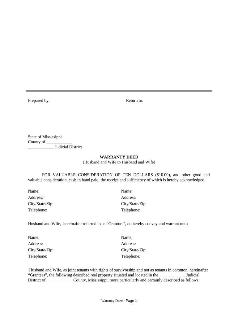 Ms Warranty Deed  Form