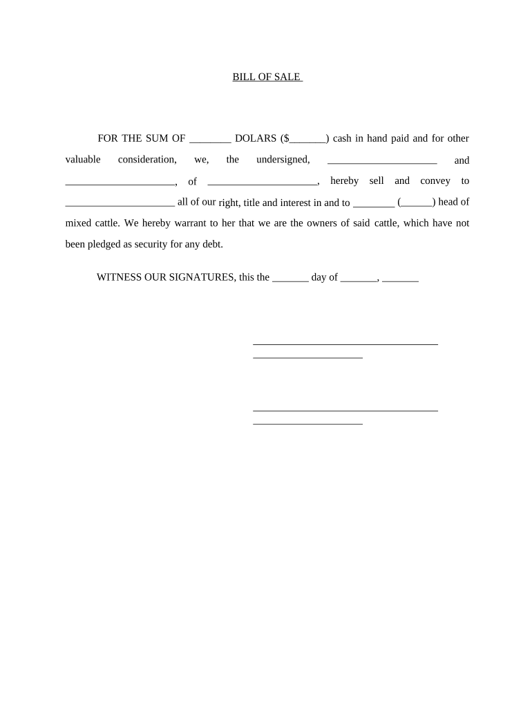 Mississippi Bill Sale  Form